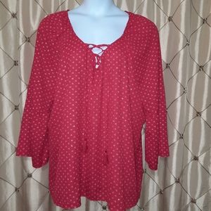 Faded Glory red boho tunic top 3X (22W-24W)